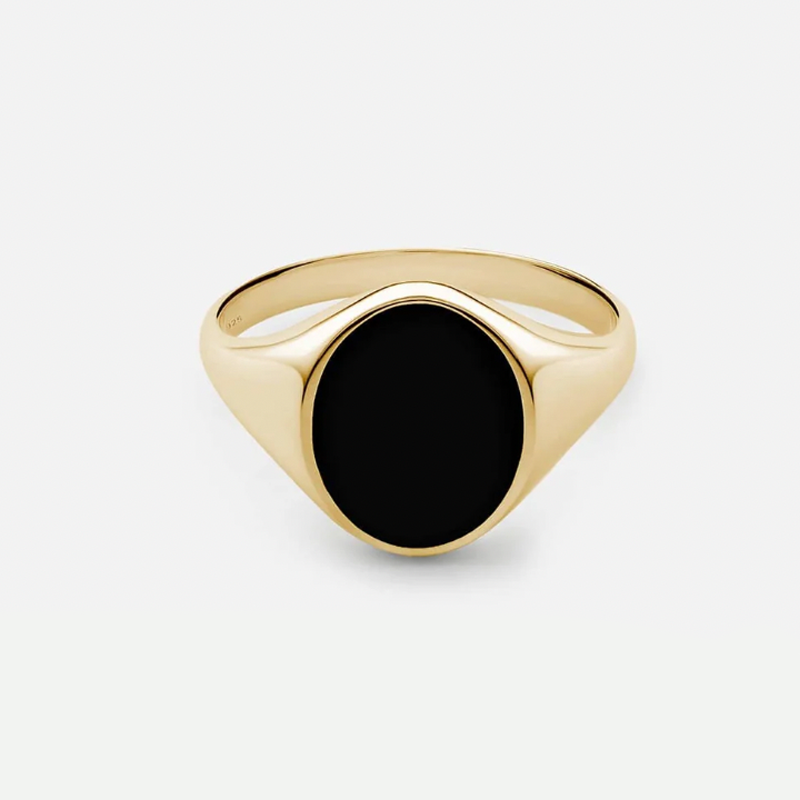 Gold ring with black enamel