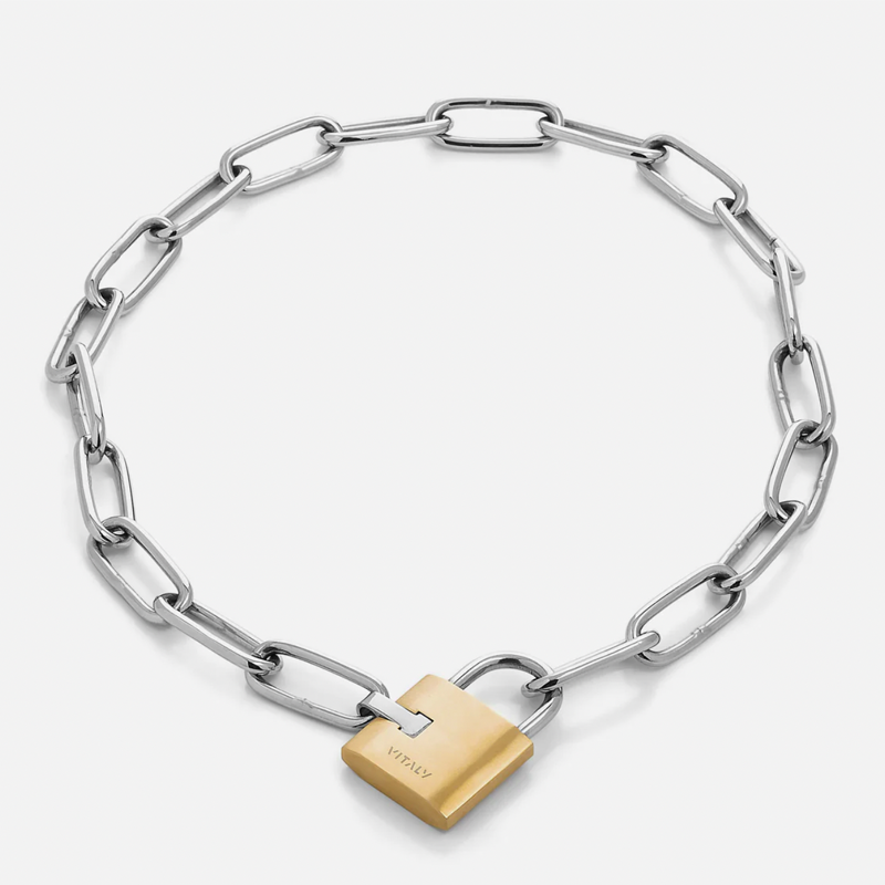 Metal chain gold padlock necklace