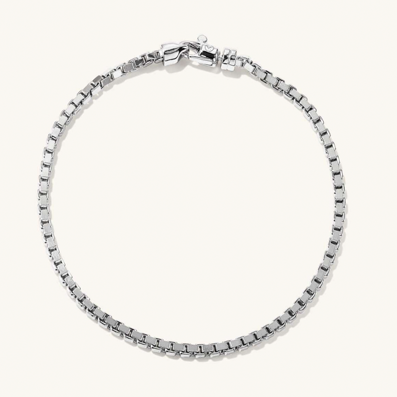 Silver box chain bracelet