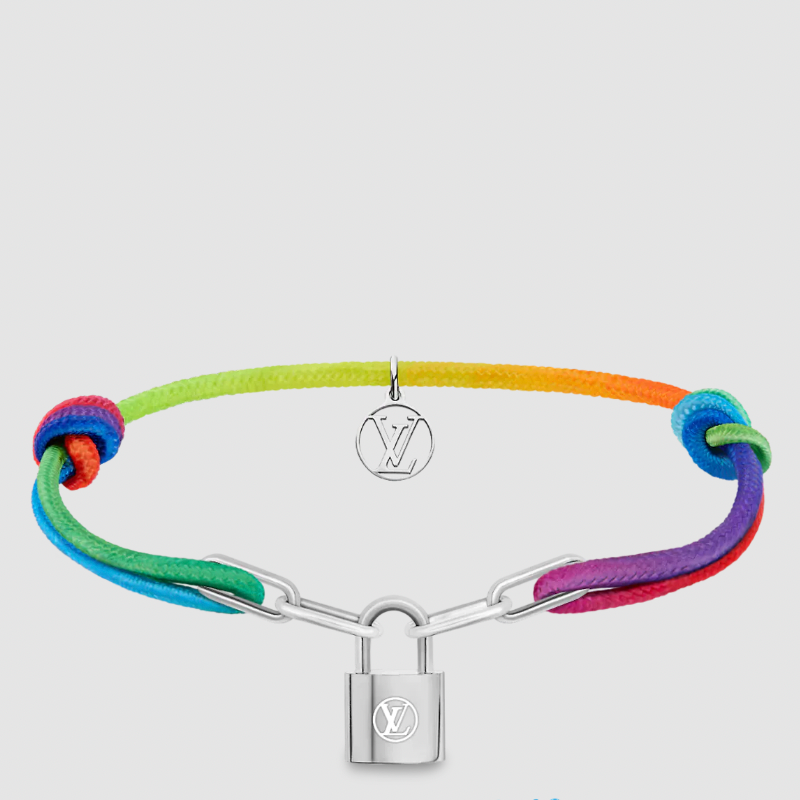 Rainbow colorful silver padlock locket virgil abloh louis vuitton bracelet