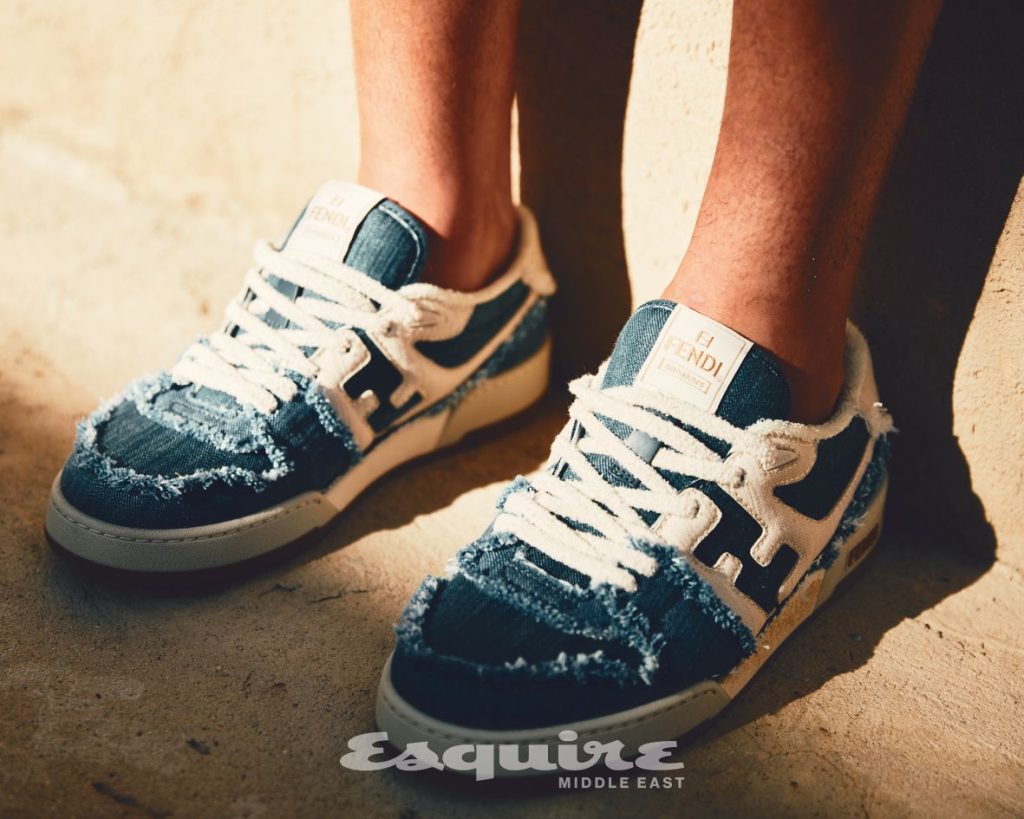 fendi low top denim sneakers