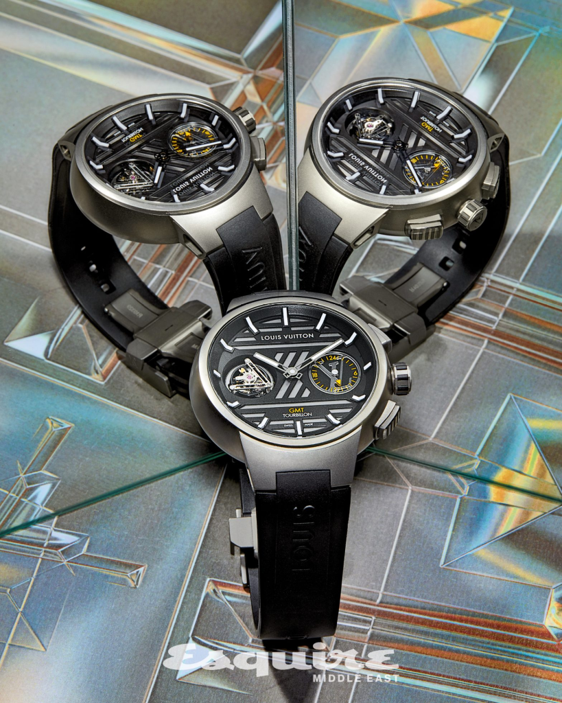 Tambour Curve GMT Flying Tourbillon, titanium case, Louis Vuitton, AED290,000